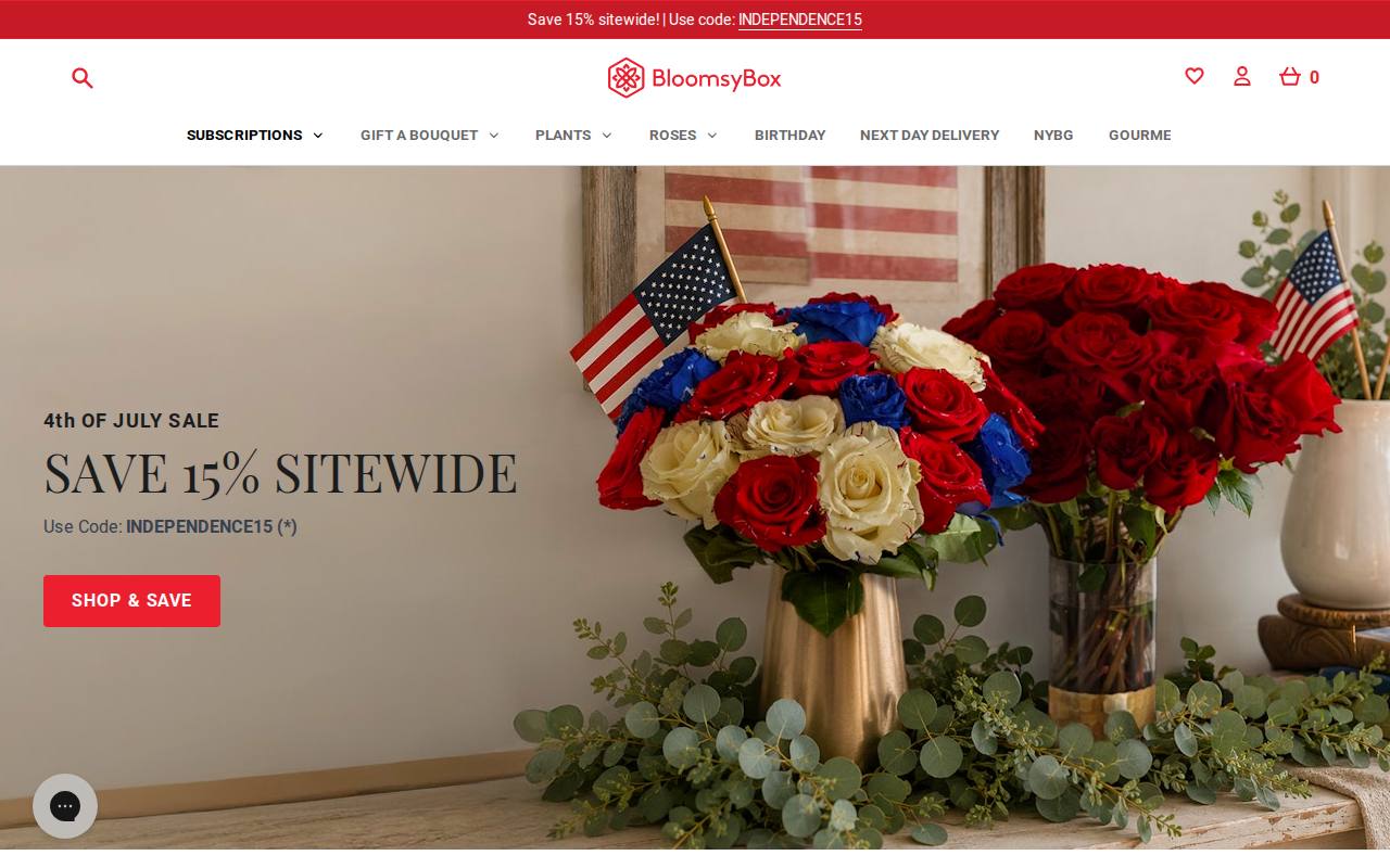 Portada de la web de BloomsyBox