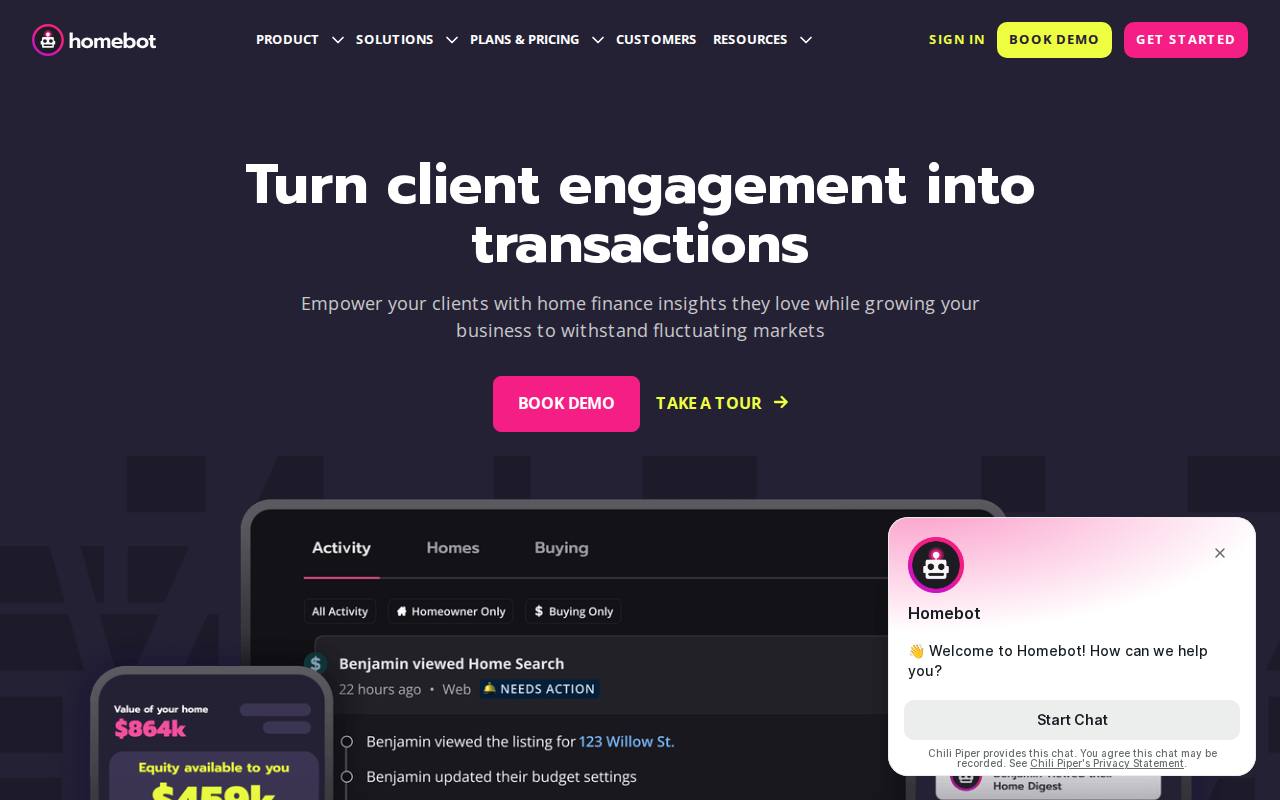 Portada de la web de Homebot