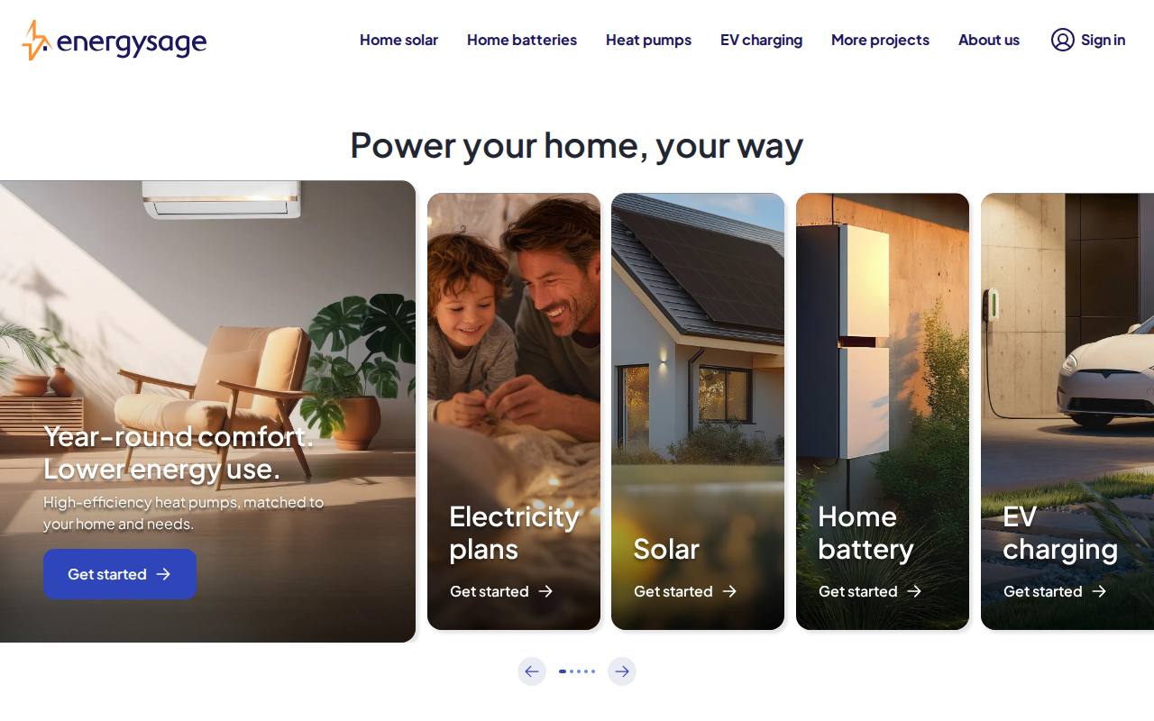 Portada de la web de EnergySage